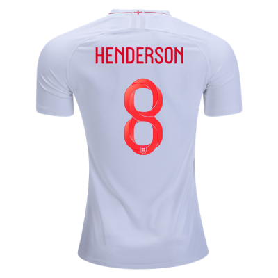 2018 World Cup England Jordan Henderson #8 Home Soccer Jersey