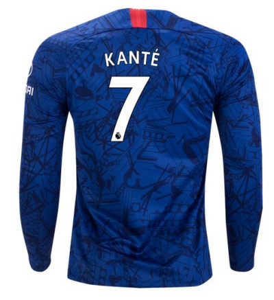 N'Golo Kante #7 Chelsea Home Long Sleeve Soccer Jersey Shirt 2019-20