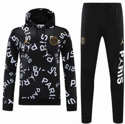 2020-21 PSG Black Training Suit Paris Hoodie Shirt with Pants