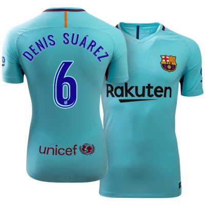 2017-18 Barcelona #6 Denis Suárez Away Soccer Jersey