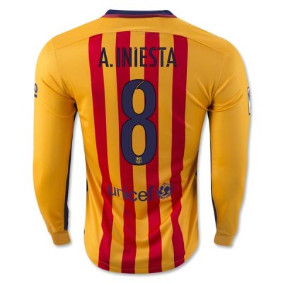 2015-16 Barcelona A. INIESTA 8 LS Away Soccer Jersey