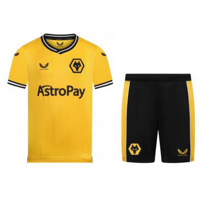 2023-24 Wolverhampton Wanderers Kids Home Soccer Kits Shirt With Shorts