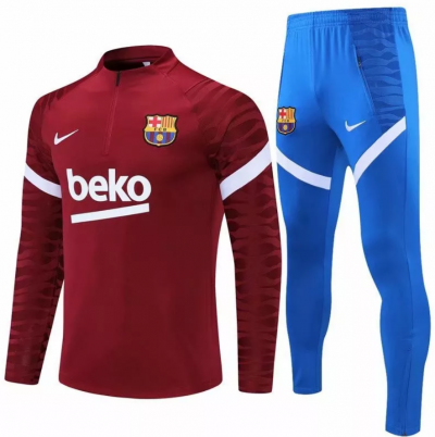 2021-22 Barcelona Red Training Kits Sweat Shirt with Pants