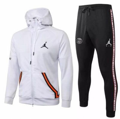 2020-21 PSG Jordan White Hoodie Jacket Training Kits with Pants
