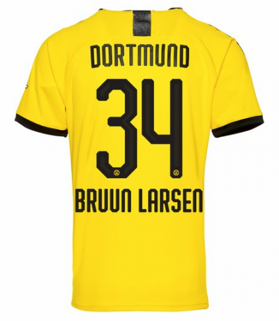 2019-20 Borussia Dortmund Home Soccer Jersey Shirt Bruun Larsen 34