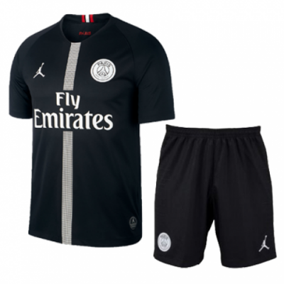 2018-19 Psg Jordan Third Away Black Soccer Jersey Kit (Shirt + Shorts)