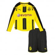 Kids Dortmund 2016-17 LS Home Soccer Shirt With Shorts