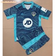 Kids Leeds United FC 2021-22 Goalkeeper Blue Soccer Kits Shirt With Shorts