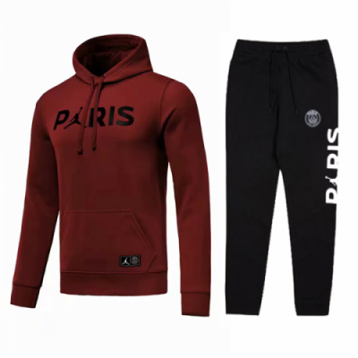 18-19 PSG JORDAN 3rd Away Dark Red Hoody Sweat Kit(Top+Trouser)