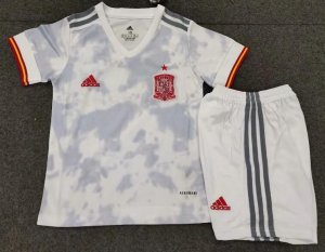 Kids Spain 2020 Euro Away Soccer Shirt With Shorts