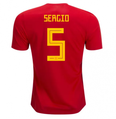 2018 World Cup Spain #5 SERGIO Home Soccer Jersey Shirt