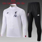 Kids 2019-20 Liverpool White Sweat Shirt and Pants Training Kits