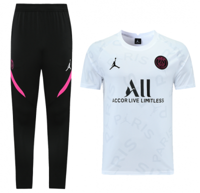 2021-22 PSG x Jordan White Training Kits Shirt with Pants
