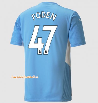 2021-22 Manchester City Home Soccer Jersey Shirt with Phil Foden 47 printing