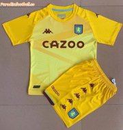 Kids Aston Villa FC 2021-22 Yellow Goalkeeper Soccer Kits Shirt With Shorts