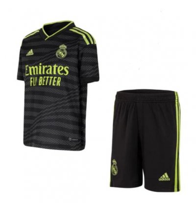 2022-23 Real Madrid Kids Third Away Soccer Kits Shirt With Shorts