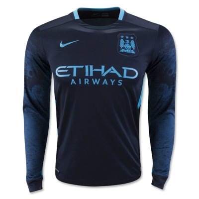 2015-16 Manchester City Away Soccer Jersey LS