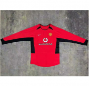 02-04 Manchester United Retro Long Sleeve Home Soccer Jersey Shirt