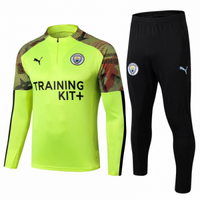 2019-20 Manchester City Green Training Kits (Top+Pants)