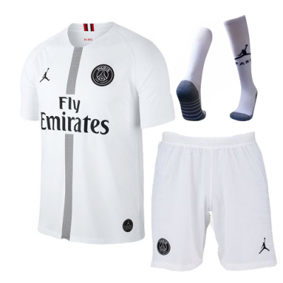 2018-19 Psg Jordan Third Away White Soccer Jersey Whole Kit (Shirt + Shorts + Socks)
