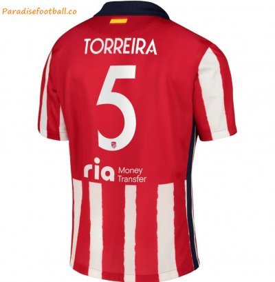 2020-21 Atlético Madrid Metropolitano Home Soccer Jersey Shirt with Torreira 5 printing