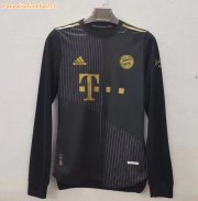 2021-22 Bayern Munich Long Sleeve Away Black Soccer Jersey Shirt Player Version