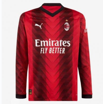 2023-24 AC Milan Long Sleeve Home Soccer Jersey Shirt