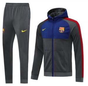 2020-21 Barcelona Grey Hoodie Jacket Suit with pants