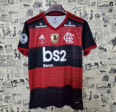 CONMEBOL RECOPA Full Sponsor 2020-21 Camisa CR Flamengo 1 Home Soccer Jersey Shirt