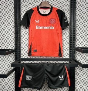 Kids 2024-25 Leverkusen Home Soccer Kits Shirt With Shorts