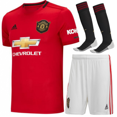 2019-20 Manchester United Home Soccer Whole Kit (Shirt + Shorts + Socks)