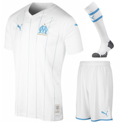 2019-20 Olympique Marseille Home Soccer Full Kit (Shirt + Shorts + Socks)