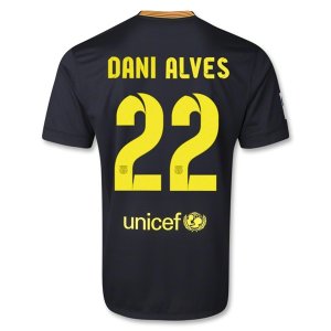 13-14 Barcelona #22 DANI ALVES Away Black Soccer Jersey Shirt 13-14 Barcelona #22 DANI ALVES Away Black Soccer Jersey Shirt