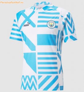 2022-23 Manchester City Blue White Pre-Match Training Shirt