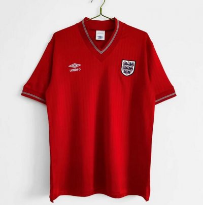 1984-87 England Retro Red Away Soccer Jersey Shirt
