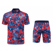 2021-22 Bayern Munich Red Blue Polo Kits Shirt + Shorts