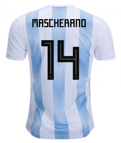 Javier Mascherano #14 2018 World Cup Argentina Home Soccer Jersey Shirt