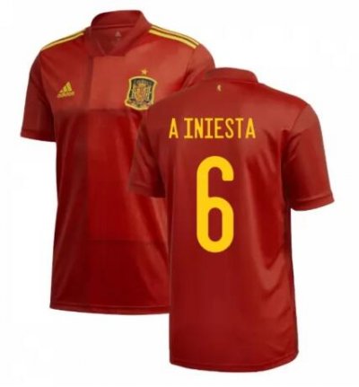 2020 EURO Spain Home Soccer Jersey Shirt A INIESTA 6