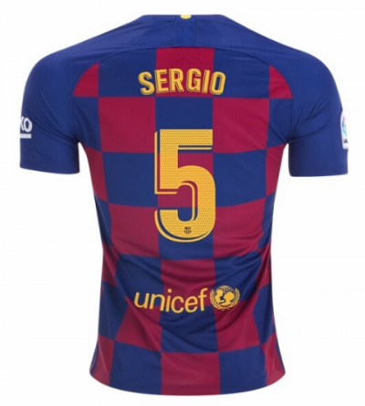 2019-20 Barcelona Home Soccer Jersey Shirt Sergio Busquets #5