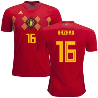 2018 World Cup Belgium Home Soccer Jersey Shirt Thorgan Hazard #16