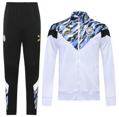 2020-21 Manchester City White Classic Training Suits Jacket with Trousers