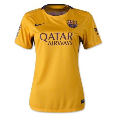 2015-16 Barcelona Women Away Soccer Jersey Yellow