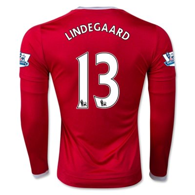 2015-16 Manchester United LS Home Soccer Jersey LINDEGAARD 13