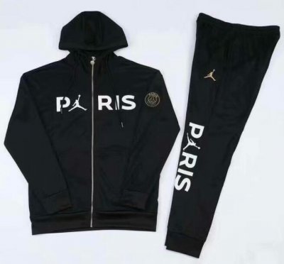 2020-21 PSG Paris Black Training Suit Hoodie Jacket with Pants