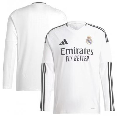 2024-25 Real Madrid Home Long Sleeve Soccer Jersey Shirt
