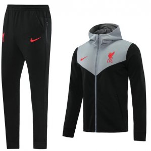 2020-21 Liverpool Grey Black Training Suits Hoodie Jacket with Pants