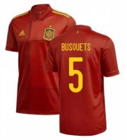 2020 EURO Spain Home Soccer Jersey Shirt BUSQUETS 5