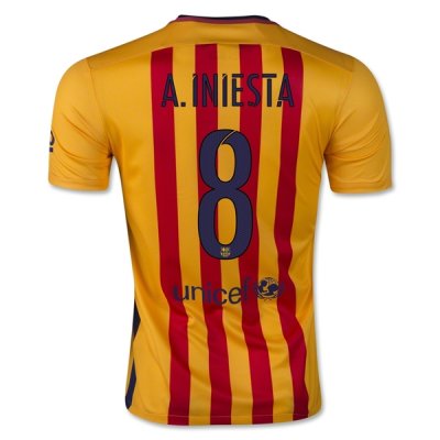 2015-16 Barcelona Away A. INIESTA 8 Soccer Jersey Yellow