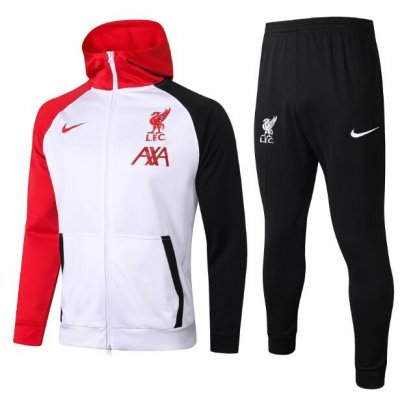 2020-21 Liverpool White Red Hoodie Jacket Kits with Pants