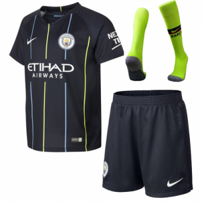 2018-19 Manchester City Away Soccer Whole Kit (Shirt + Shorts + Socks)